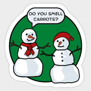 Snowman Smells Carrots Sticker